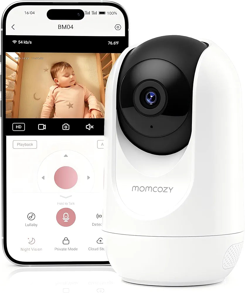 momcozy BM04 Babyphone Kamera – Einzeln nutzbar per App & als Zusatzkamera erweiterbar, WLAN Kamera mit 1080P, Audio, Wandhalterung, Kompatibel mit BM04 Bildschirm, Einfaches Koppeln